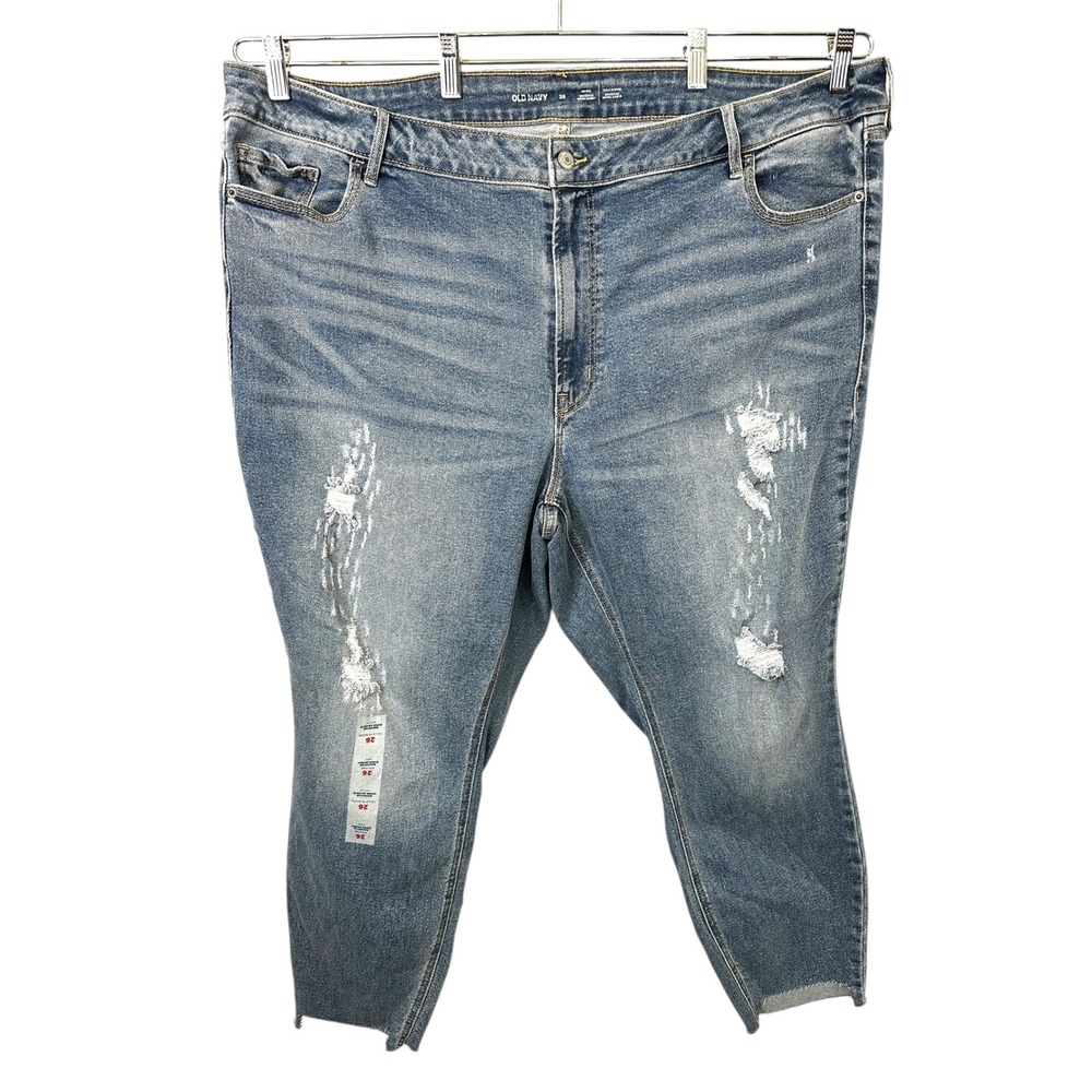 Old Navy Plus‎ Size 26 Jeans Rockstar Super Skinny Ankle Crop Distressed 1744